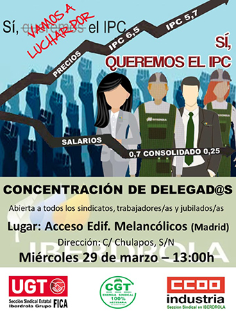 Delegados de Iberdrola vuelven a concentrarse mañana en Madrid en protesta por la pérdida de poder adquisitivo