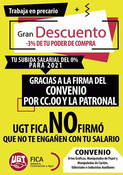 UGT FICA nunca firmará un convenio como el de Artes Gráficas
