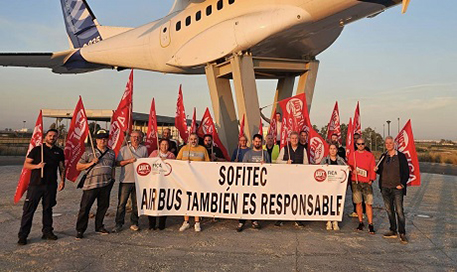 UGT FICA Sevilla se moviliza ante AIRBUS para exigir el fin de la persecución sindical en SOFITEC, su proveedor principal en la provincia